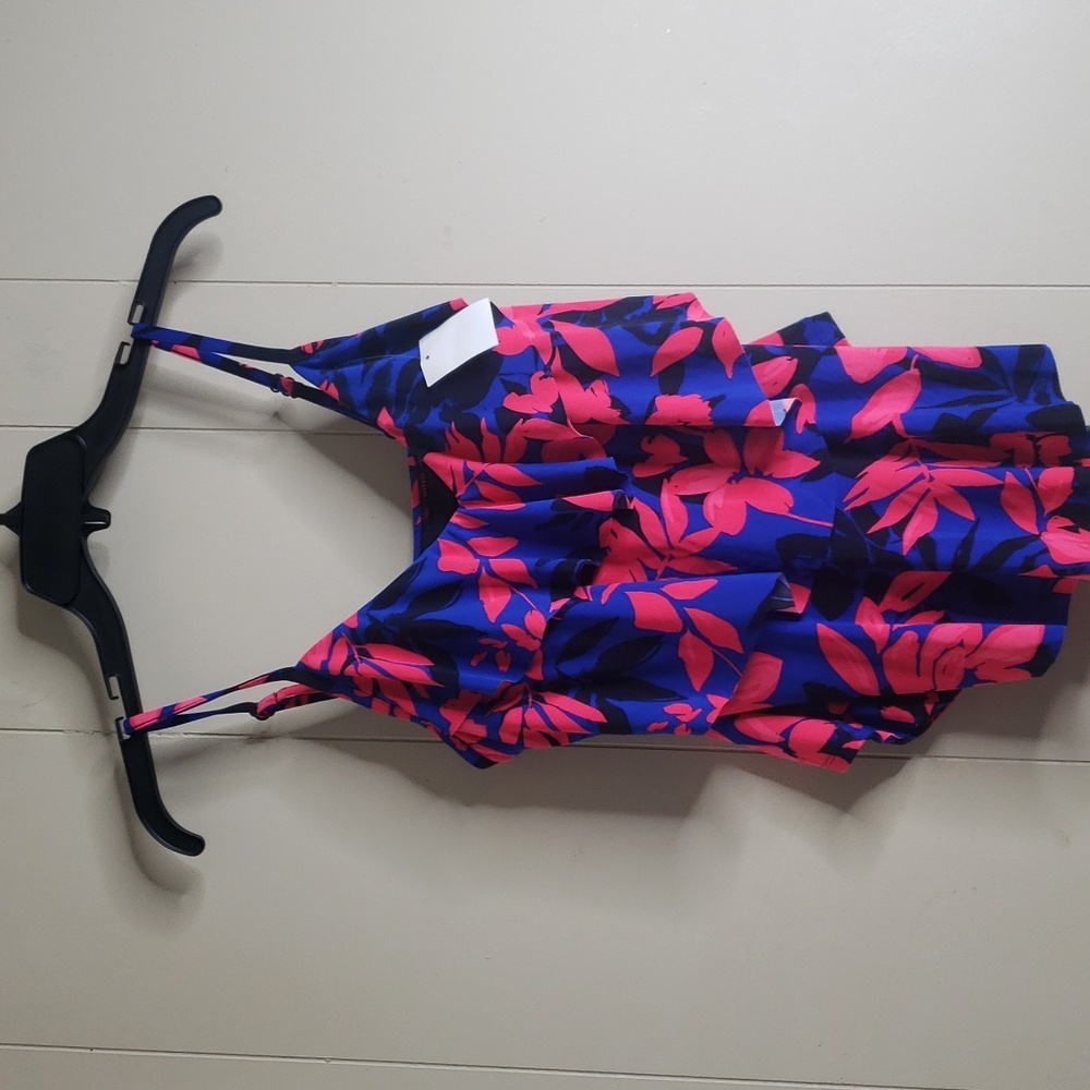 Women's UPF 50 Tiered Tankini Top Aqua Green Small - Picture 2 of 7